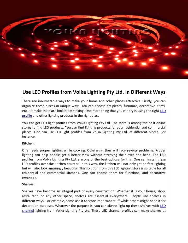 use led profiles from volka lighting
