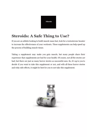 Steroids: A Safe Thing to Use?