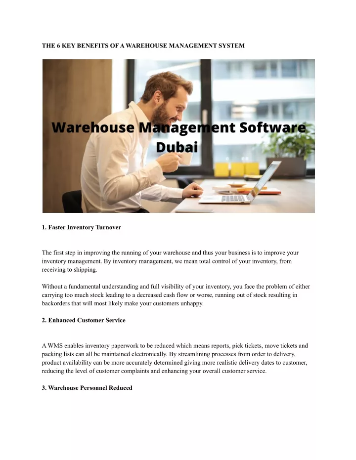 the 6 key benefits of a warehouse management