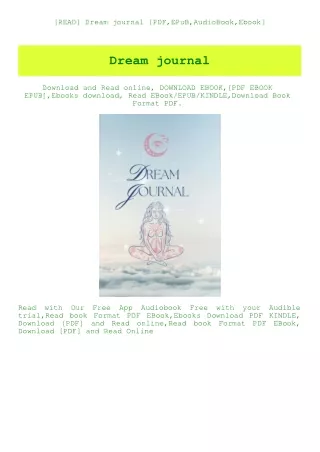 [READ] Dream journal [PDF EPuB AudioBook Ebook]