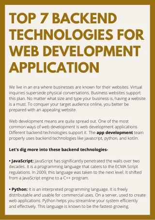 top 7 backend technologies for web development