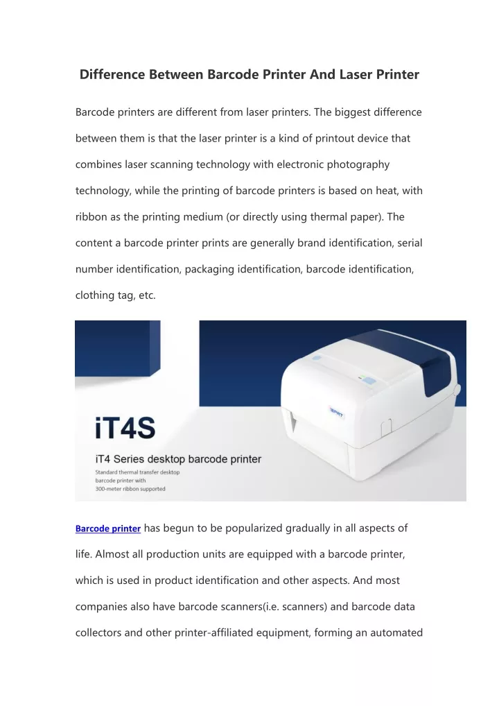 difference between barcode printer and laser