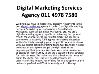 Digital Marketing Services Agency 011 4978 7580