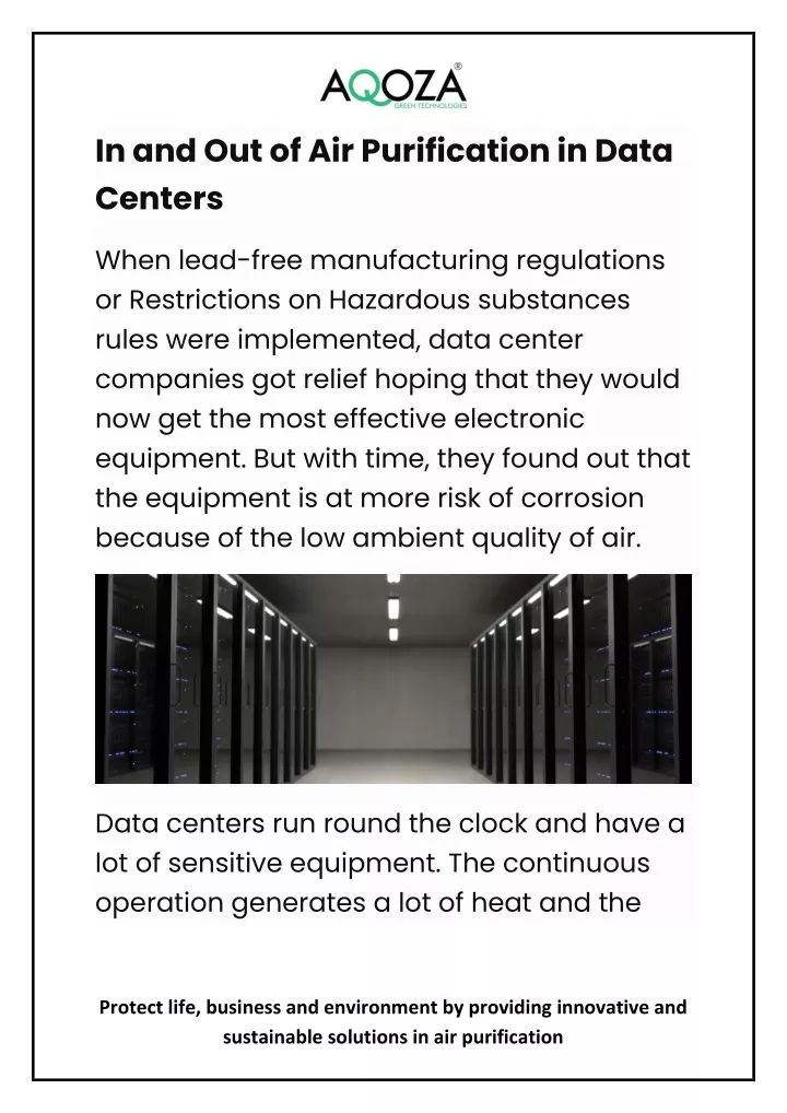 in and out of air purification in data centers