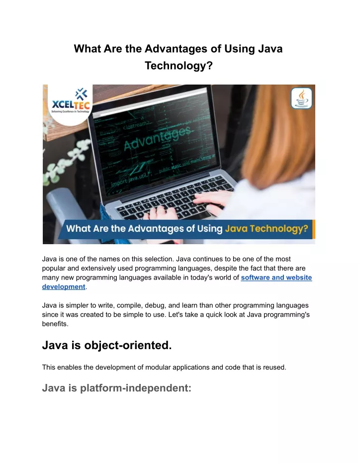 what are the advantages of using java technology