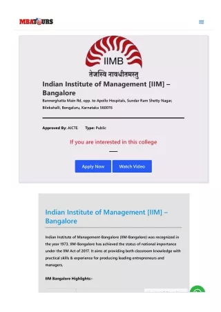 IIM Bangalore Executive MBA