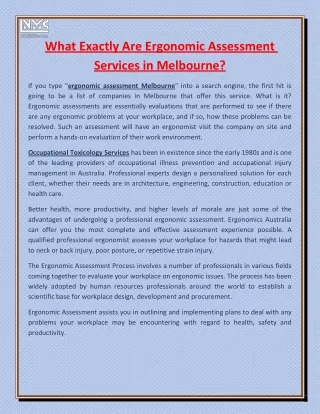 what exactly are ergonomic assessment services