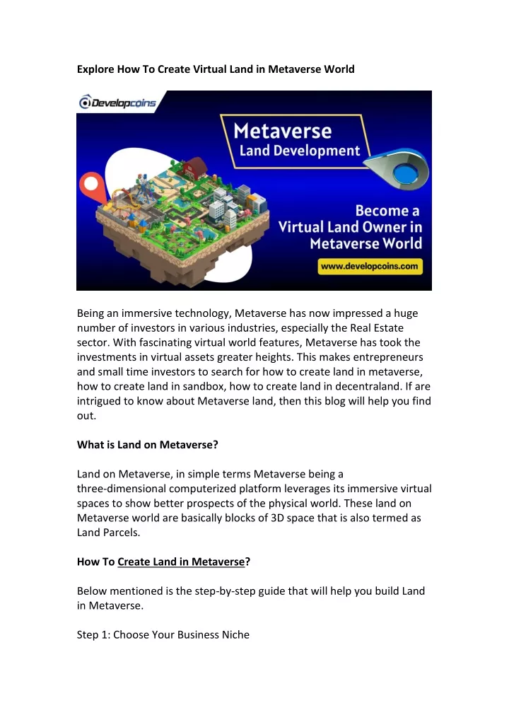 explore how to create virtual land in metaverse