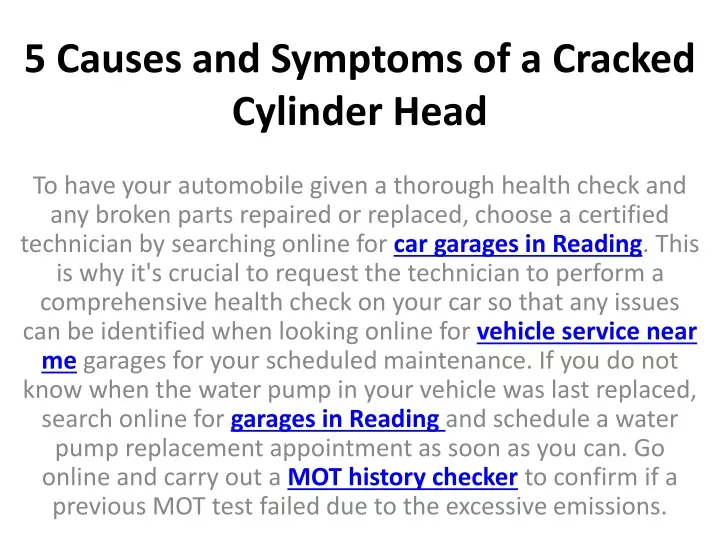 5 causes and symptoms of a cracked cylinder head