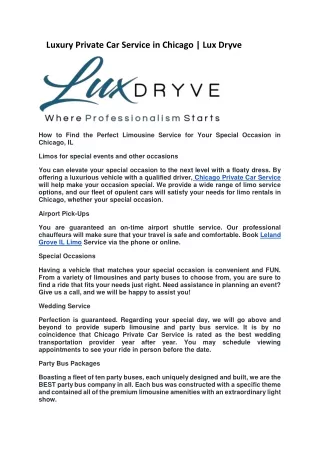 luxury private car service in chicago lux dryve