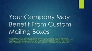 Your Company May Benefit From Custom Mailing Boxes