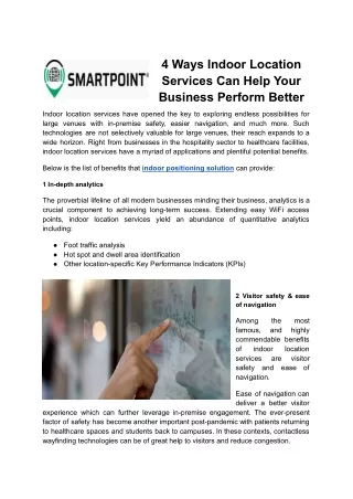 Find the Best Indoor Positioning Solution with Smart Point