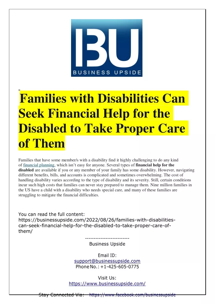 families with disabilities can seek financial