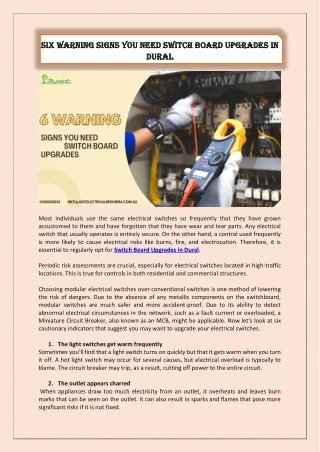 Six Warning signs you need Switch Board Upgrades in Dural