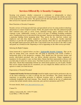 services offered by a security company