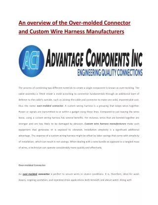 an overview of the over molded connector