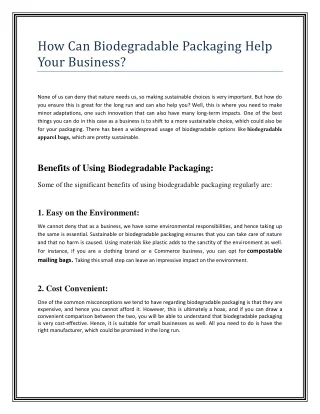 How Can Biodegradable Packaging Help Your Business