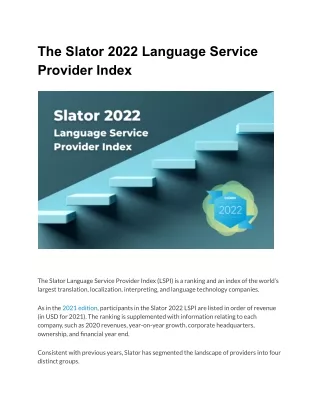 the slator 2022 language service provider index