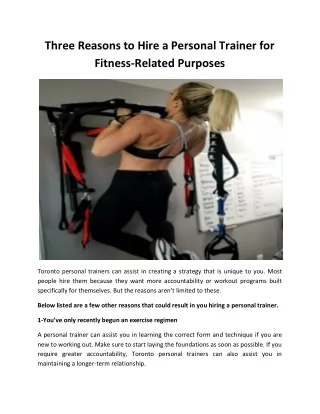 Three Reasons to Hire a Personal Trainer for Fitness