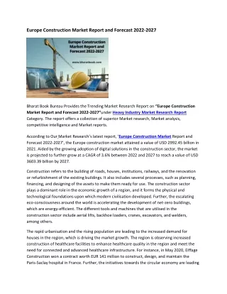 europe construction market report and forecast