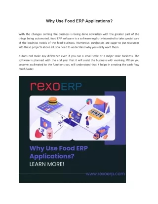 Why Use Food ERP Applications