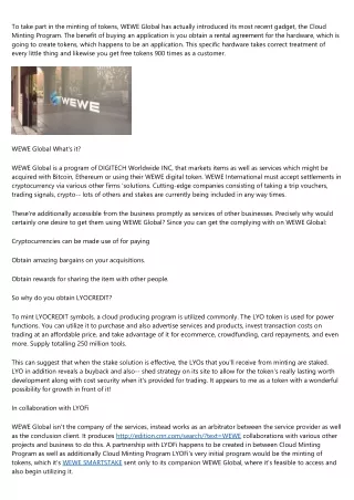 to take part in the minting of tokens wewe global