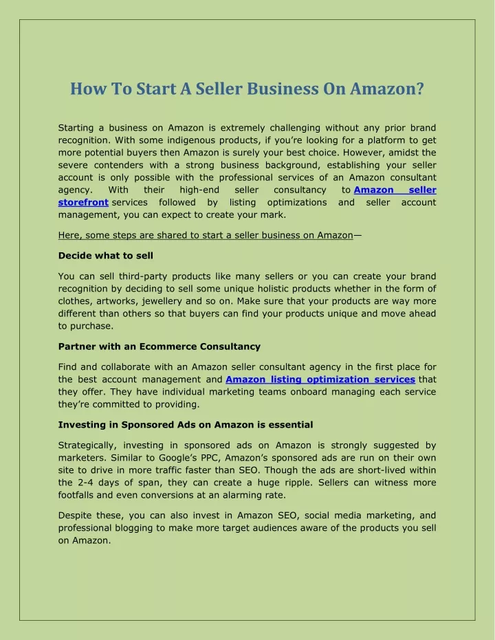 how to start a seller business on amazon