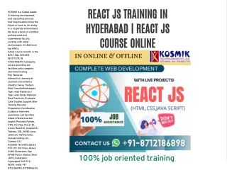 REACT JS TRAINING IN HYDERABAD | REACT JS COURSE ONLINE