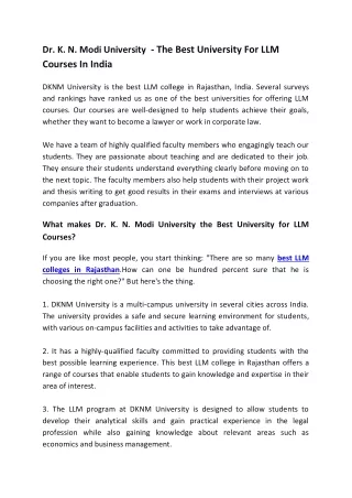 Best LLM college in Rajasthan