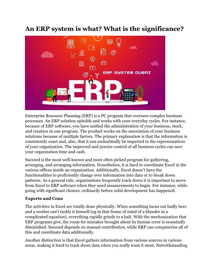 an erp system is what what is the significance