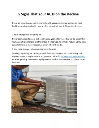 5 Signs That Your AC Is on the Decline