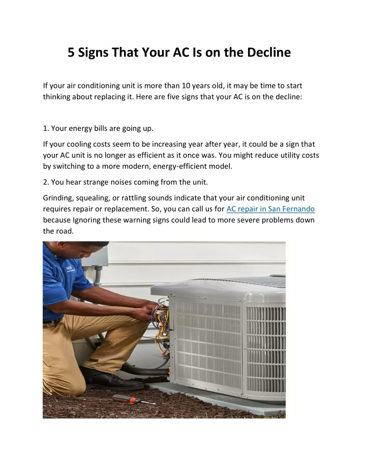 5 signs that your ac is on the decline