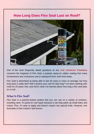 What Is The Lifespan Of Flex Seal On A Roof?