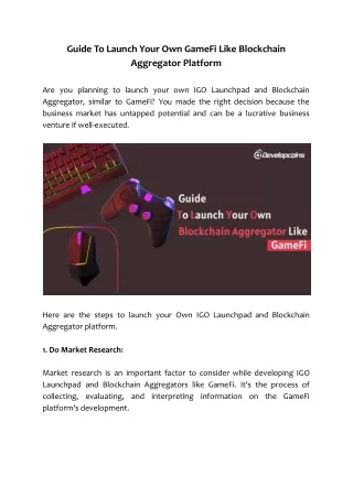 guide to launch your own gamefi like blockchain