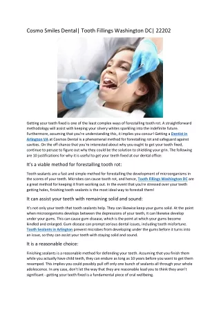 Cosmo Smiles Dental  Tooth Fillings Washington DC 22202