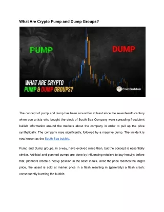 what are crypto pump and dump groups