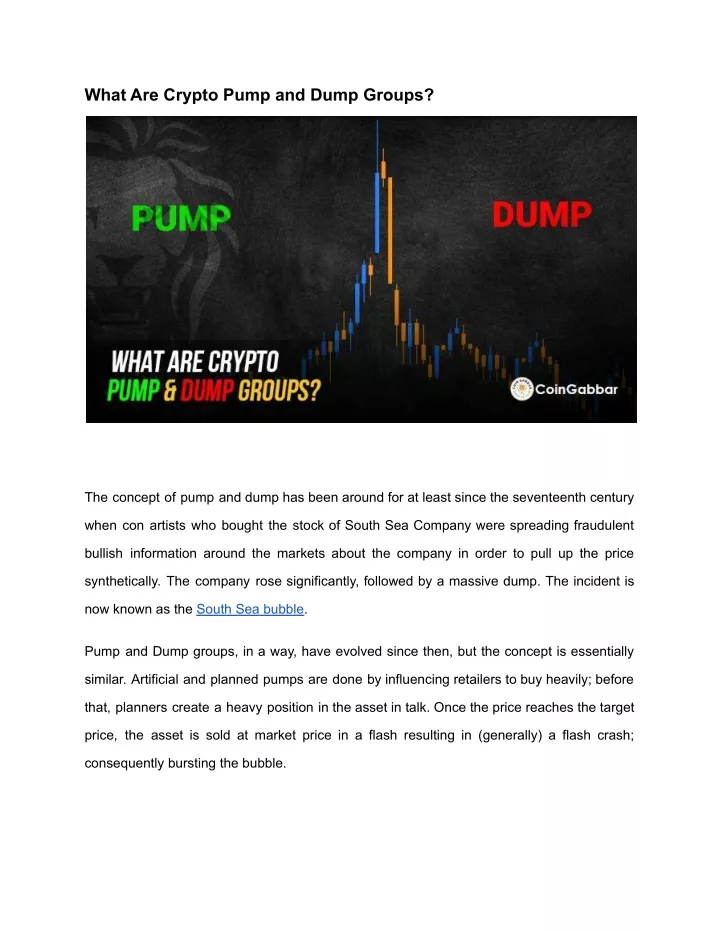 what are crypto pump and dump groups