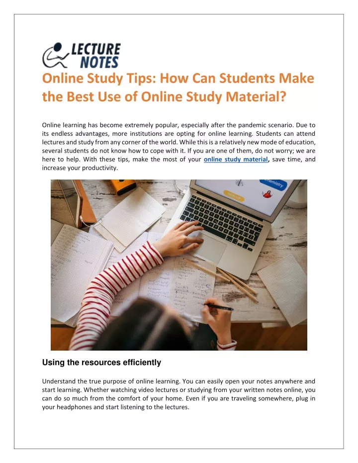 online study tips how can students make the best