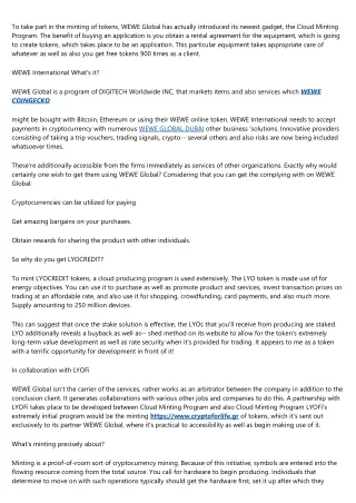 to take part in the minting of tokens wewe global