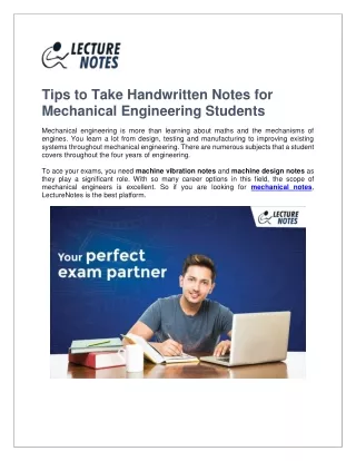 How to Take Handwritten Notes for Mechanical Engineering Students?