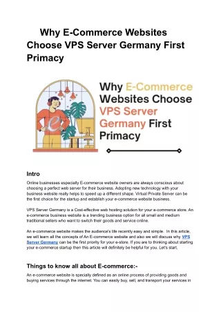 why e commerce websites choose vps server germany