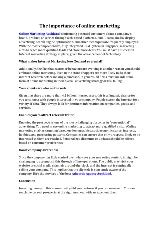 the importance of online marketing
