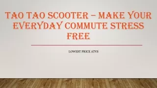 Tao Tao Scooter – Make Your Everyday Commute Stress Free