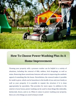 How To Choose Power Washing Plus As A Home Improvement