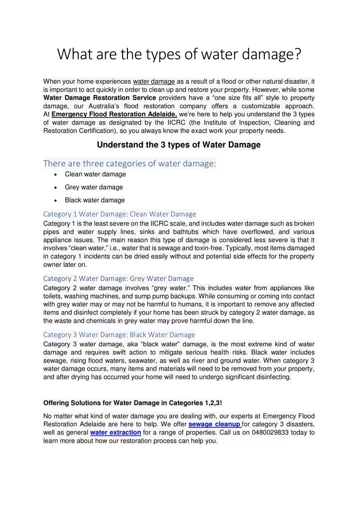 what are the types of water damage
