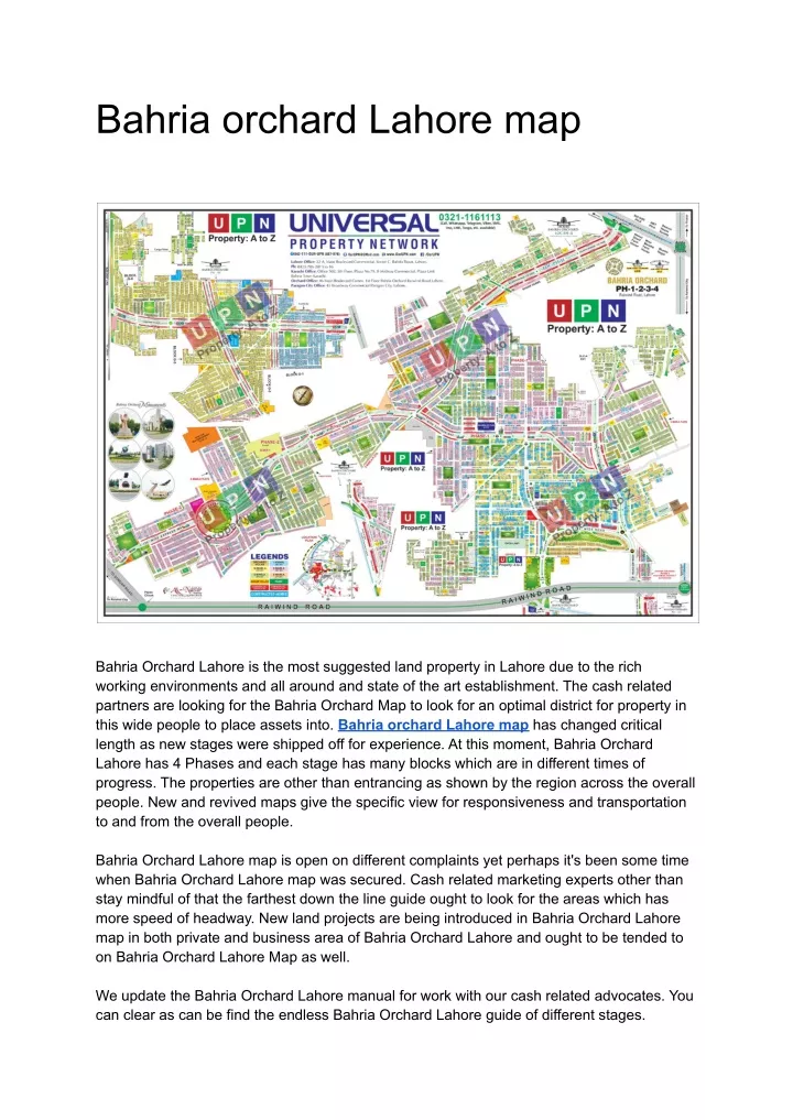 bahria orchard lahore map