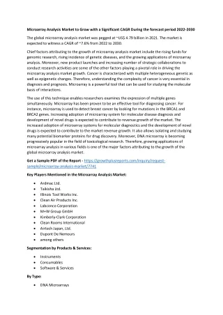 microarray analysis market to grow with