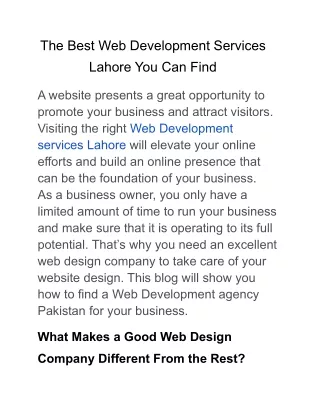 the best web development services lahore