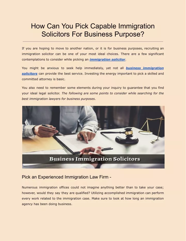 how can you pick capable immigration solicitors