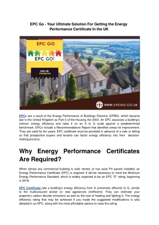 EPC Go - Your Ultimate Solution For Getting the Energy Performance Certificate In the UK.ppt